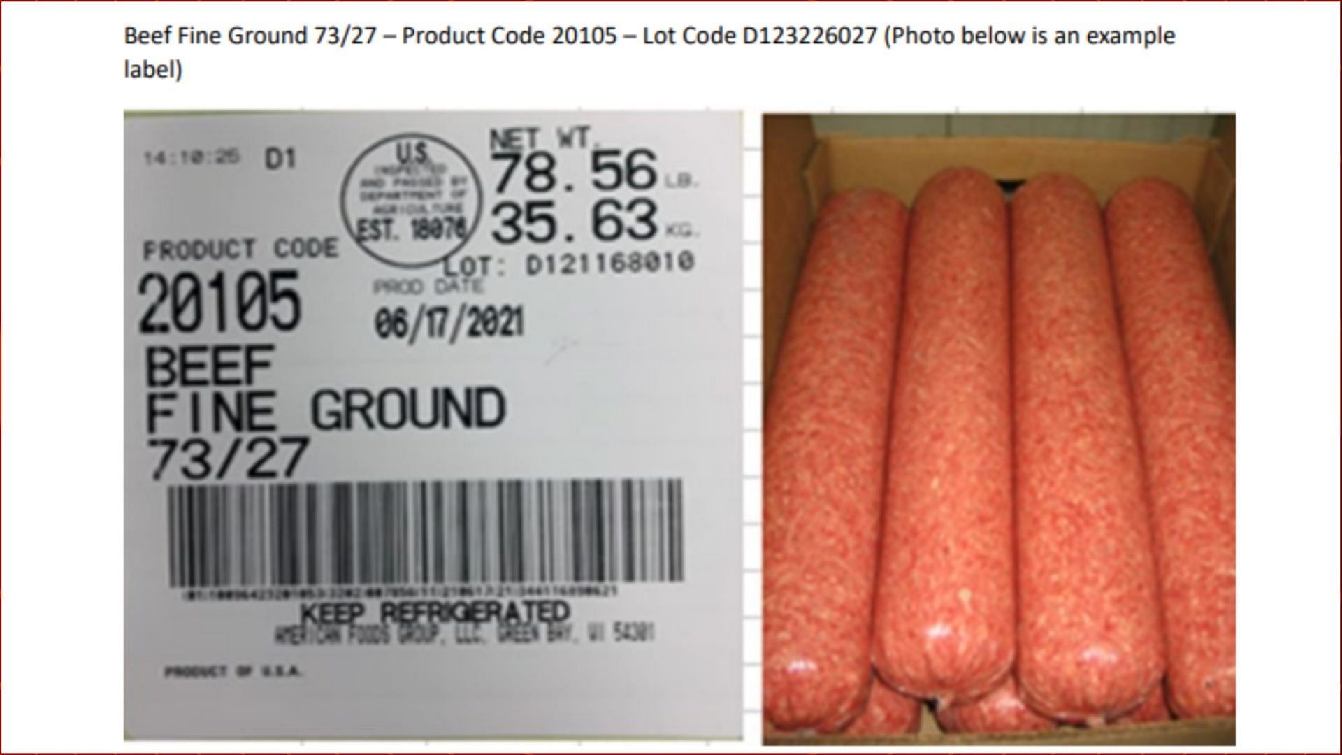 The recalled Ground Meat products may cause serious to life-threatening infections if consumed in any manner (Image via Food Safety &amp; Inspection Service)
