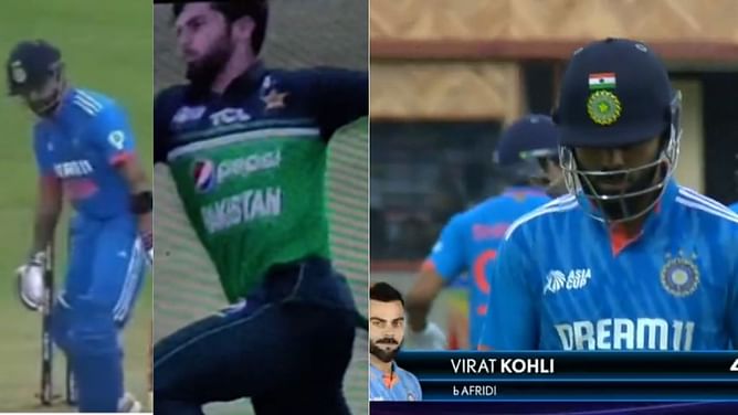 [Watch] Shaheen Afridi strikes again to dismiss Virat Kohli for just 4 runs in IND vs PAK Asia Cup 2023 clash