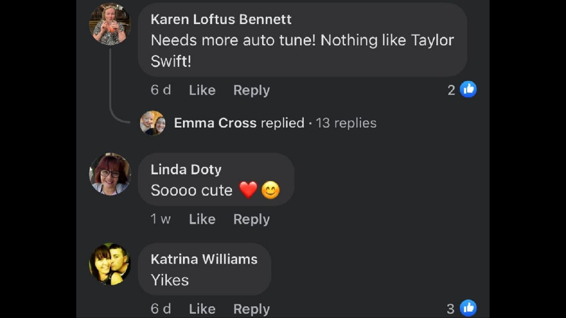 Screenshot of Facebook users remarking on LaBrant&#039;s new song, Like Taylor Swift. (Photo via @Zealand LaBrant/Facebook)