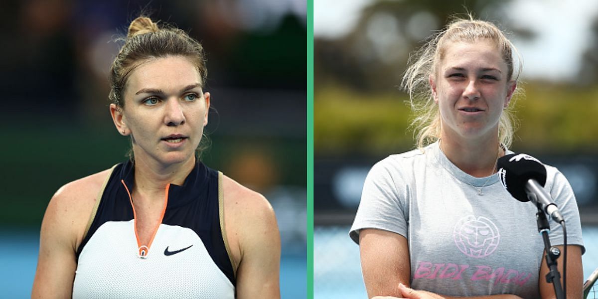 Simona Halep (L) and Ellen Perez (R)