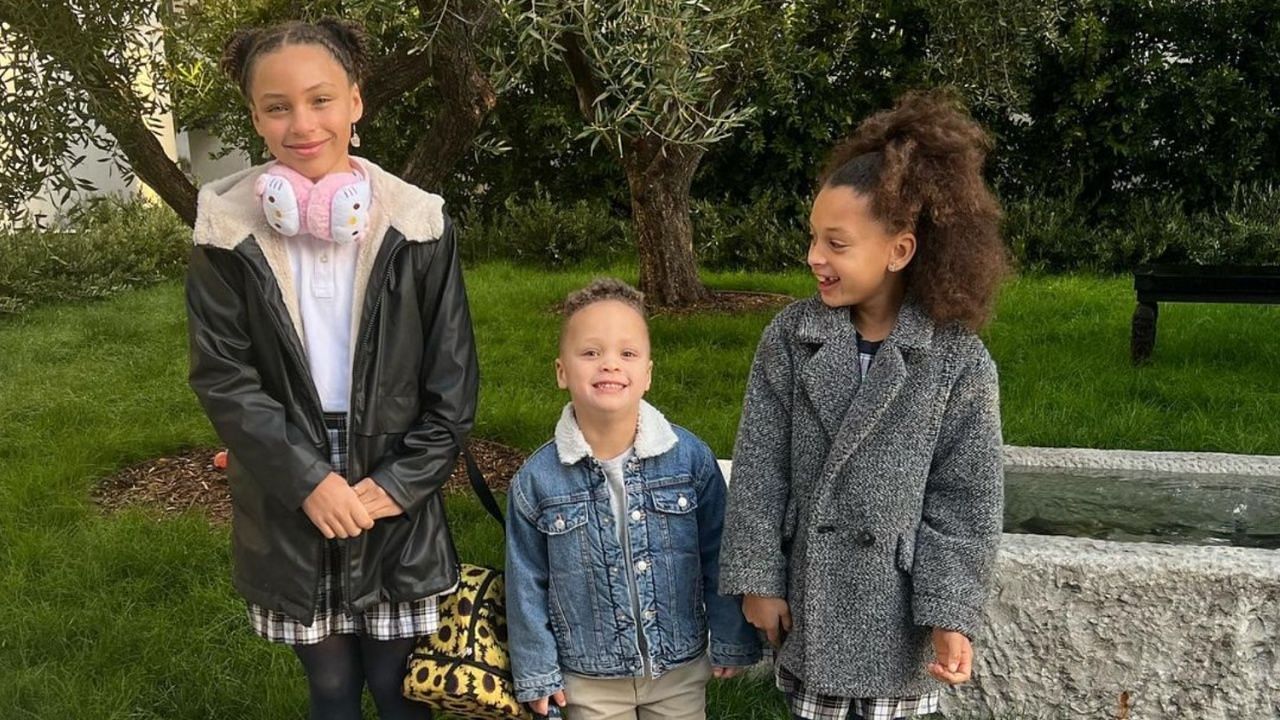 Ayesha and Steph Curry's three children - Riley, Canon and Ryan.
