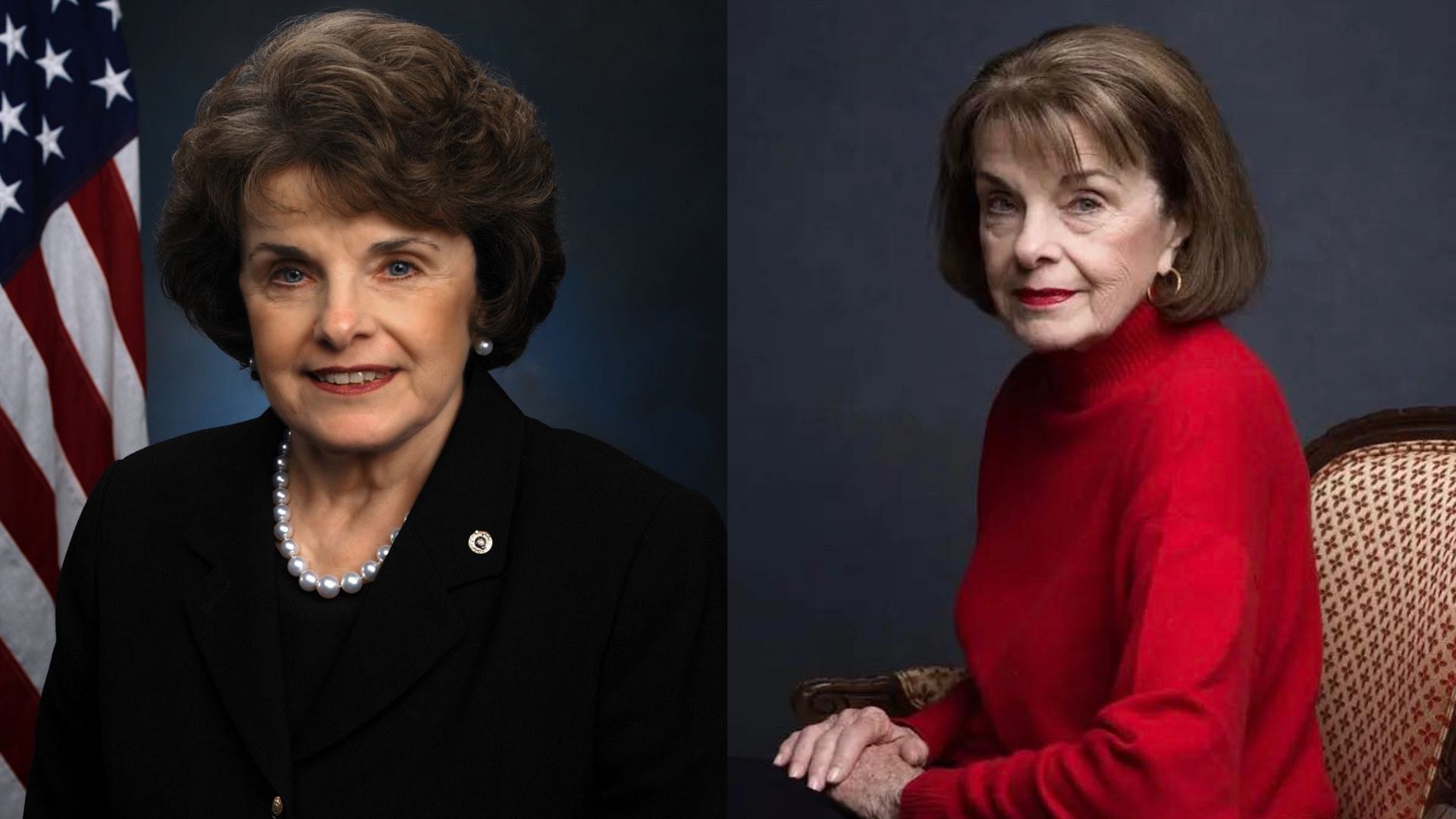 Senator Dianne Feinstein has died at the age of 90. (Images via Twitter/@Andreafreedom76 &amp; Facebook/Gabby Giffords)