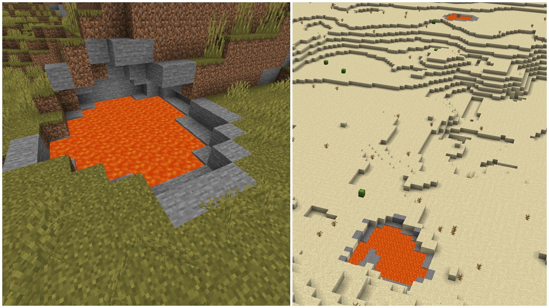 Lava pools are uncommon generations in Minecraft (Image via Mojang)