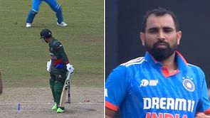 [Watch] India's Mohammed Shami cleans up Liton Das with an absolute peach during IND vs BAN Super 4 Match in Asia Cup 2023