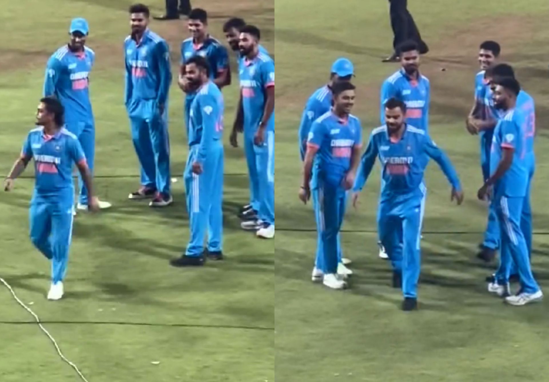 Ishan Kishan having fun with his teammates after win against Sri Lanka. 