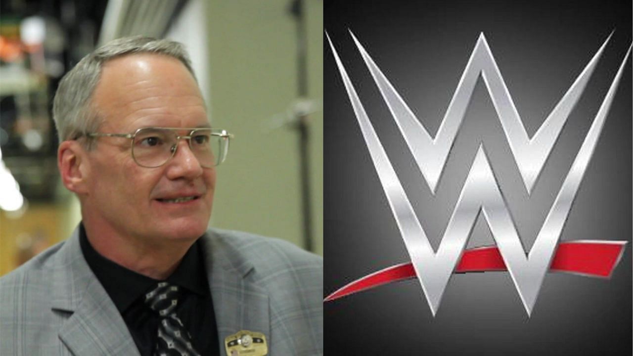Jim Cornette (left) and WWE logo (right)