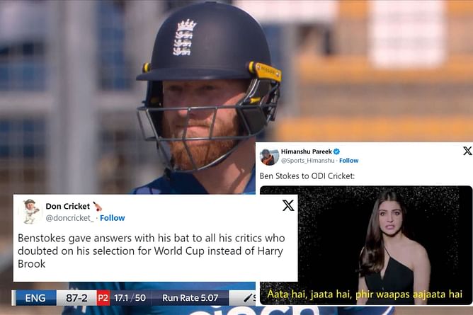 "The Legend is Back!!!"- Fans react as Ben Stokes hits a half-century against New Zealand on ODI comeback after 14 months