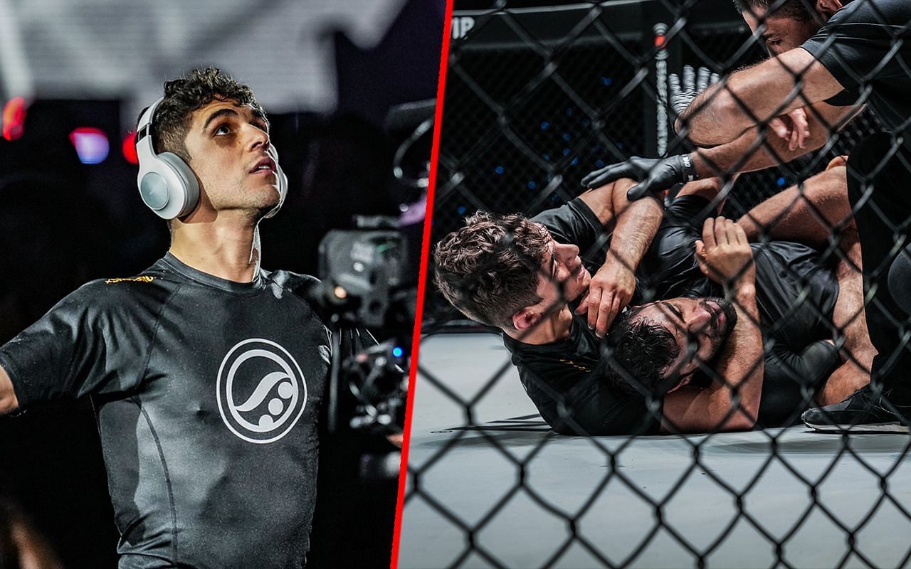 Mikey Musumeci (left) and Musumeci during a fight (right) | Image credit: ONE Championship