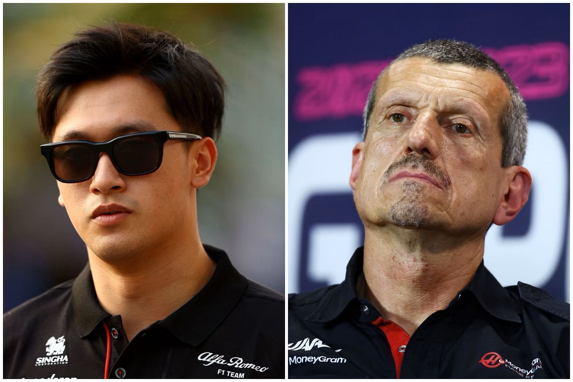 Zhou Guanyu (L) and Guenther Steiner (R) (Collage via Sportskeeda)