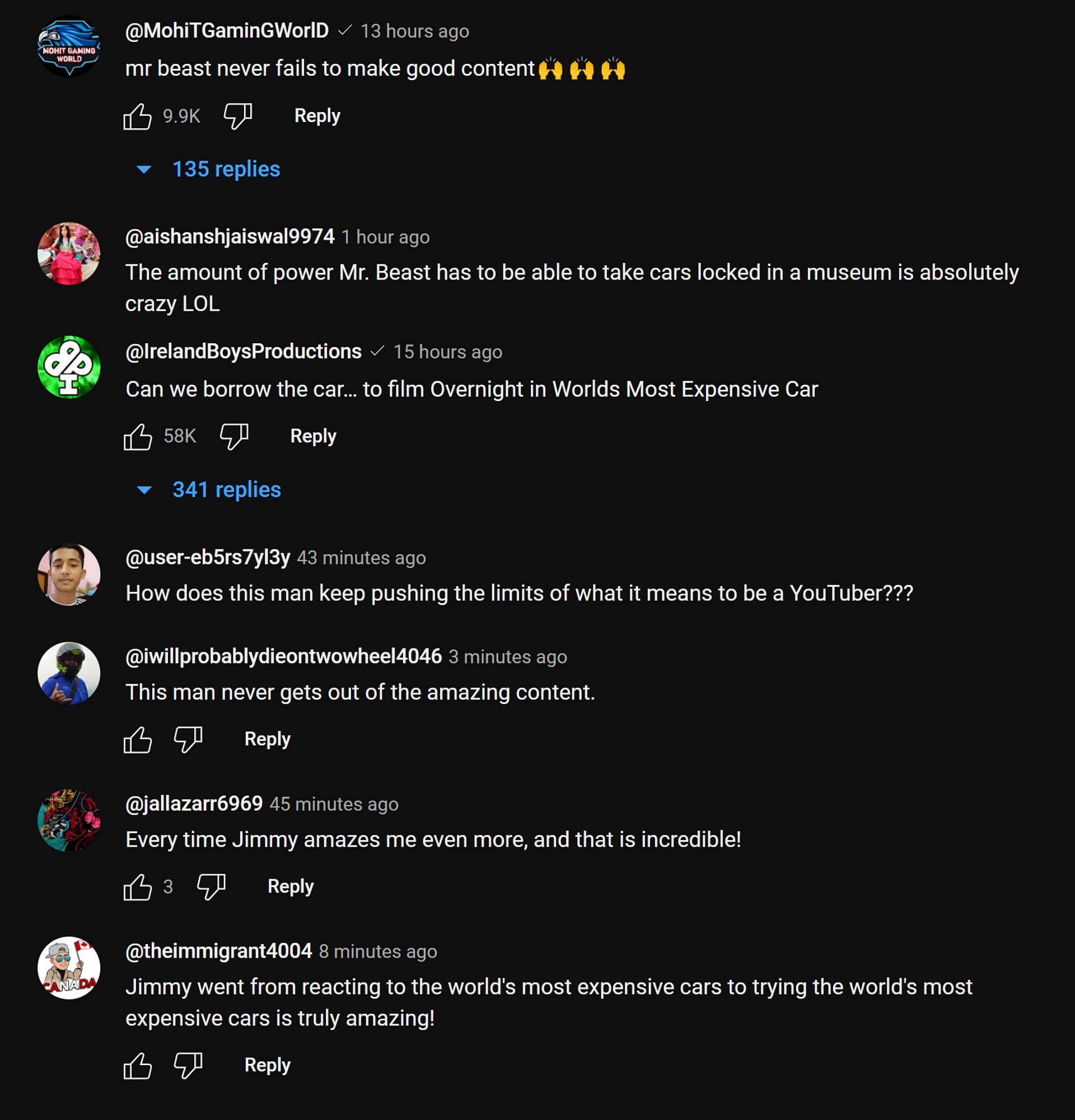 Fans share their thoughts on the YouTuber&#039;s latest car video (Image via MrBeast/YouTube)