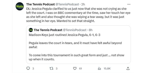 The Tennis Podcast's tweet.