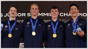 Watch: Team USA celebrates after breaking the world record at the World Junior Swimming Championships 2023