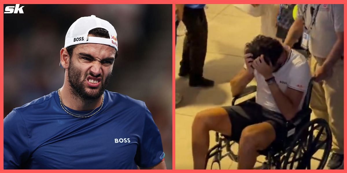Matteo Berrettini screams in agony after twisting ankle at US Open, leaves court in wheelchair