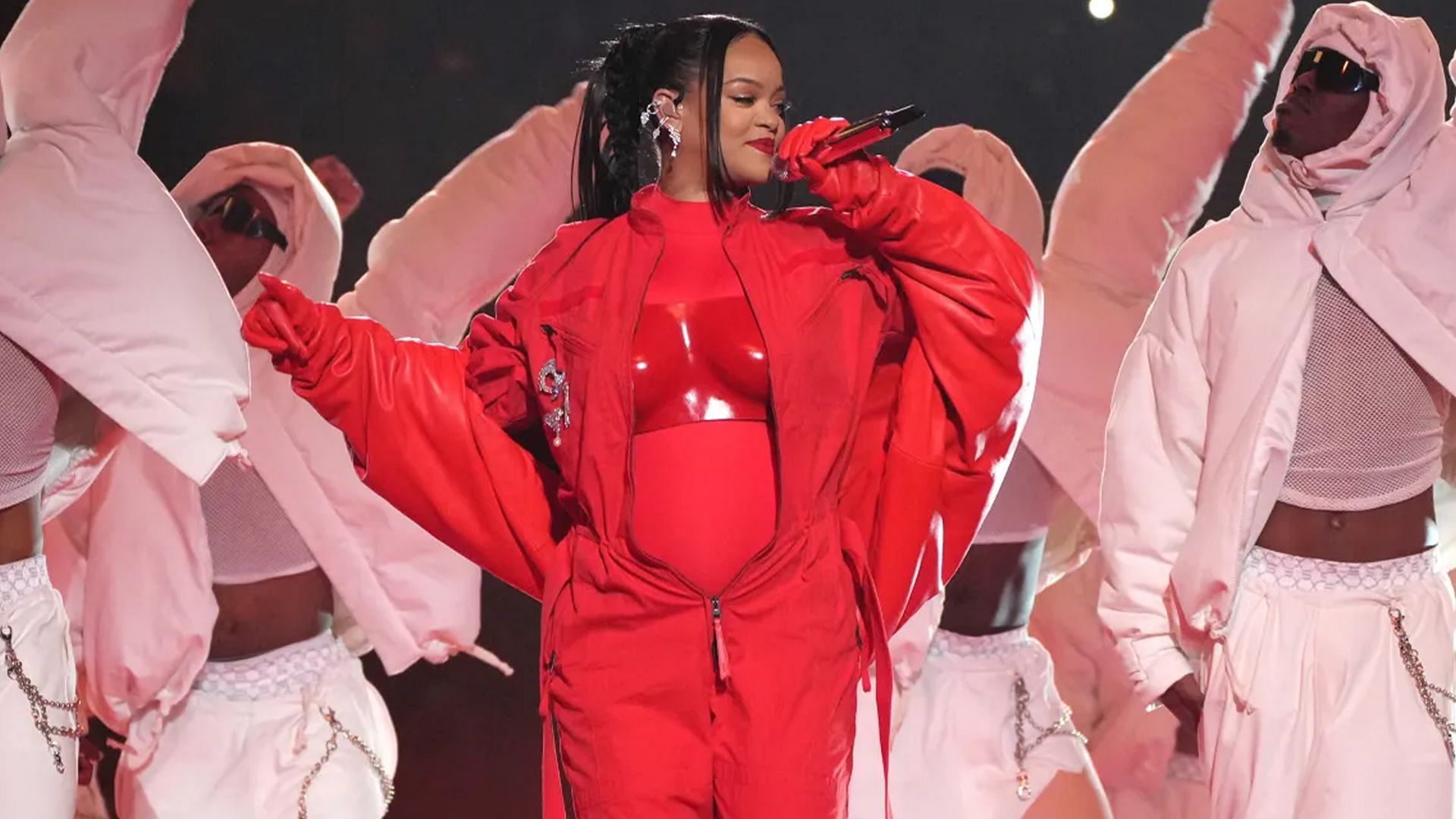 Rihanna: Red Hot at the Super Bowl (Image via Getty)