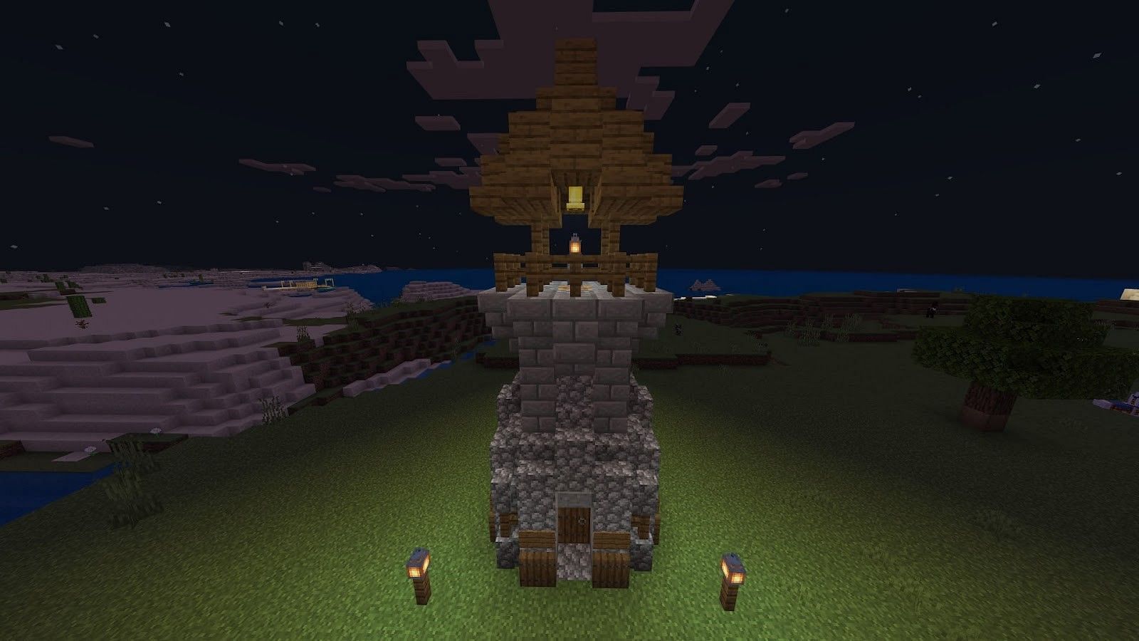 Overlook your world with this medieval-style watchtower (Image via Mojang)