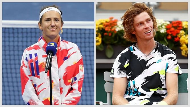"Best and coolest photo I've ever seen" - Victoria Azarenka reacts to Andrey Rublev posing with 'lightning bolt' trophy after winning UTS Frankfurt