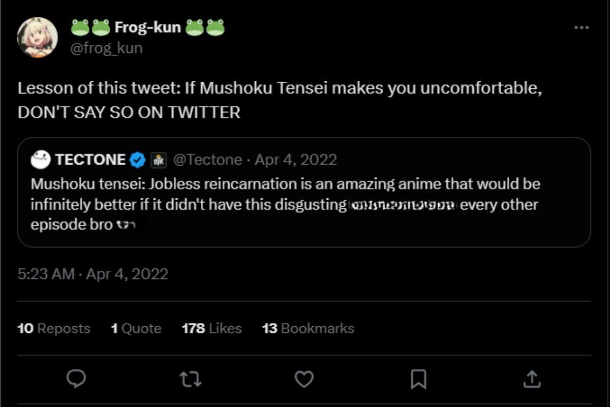 A screenshot of a tweet (Image via X/@frog_kun)