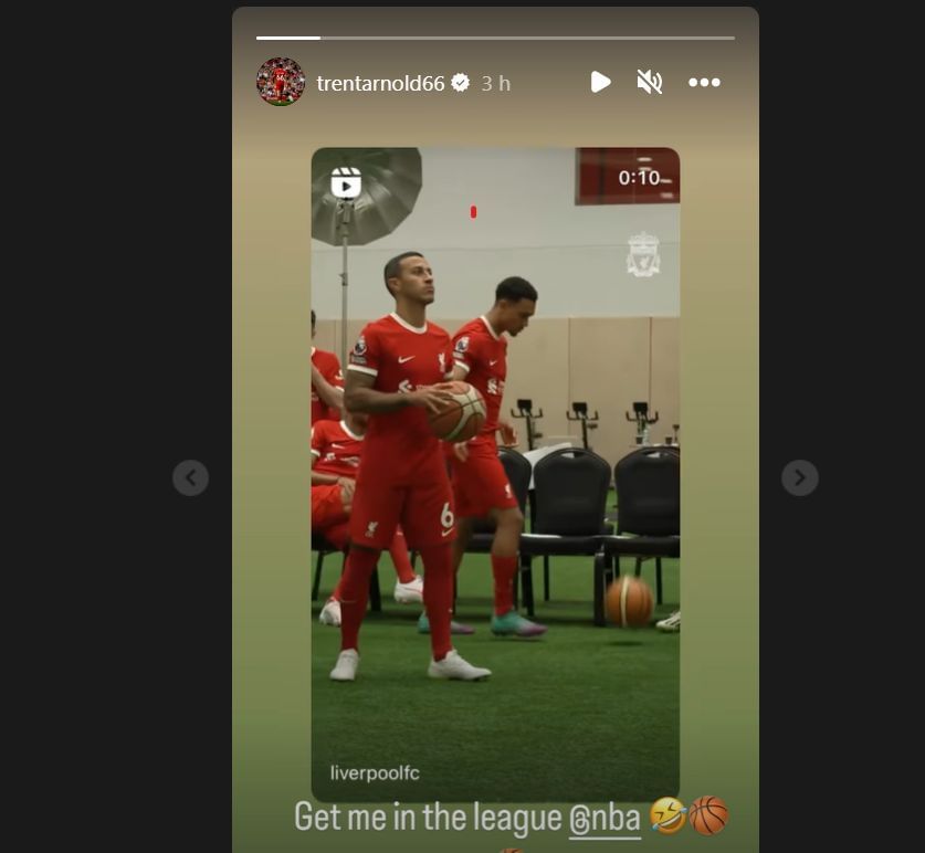 Screenshot of Trent Alexander-Arnold&#039;s Instagram story