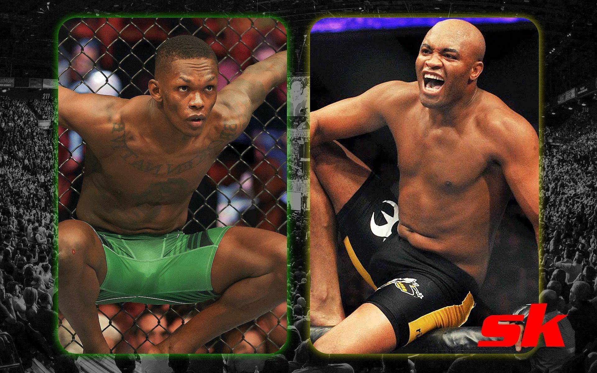 Israel Adesanya and Anderson Silva [Image credits: @AjDuxche on Twitter and Getty Images] 