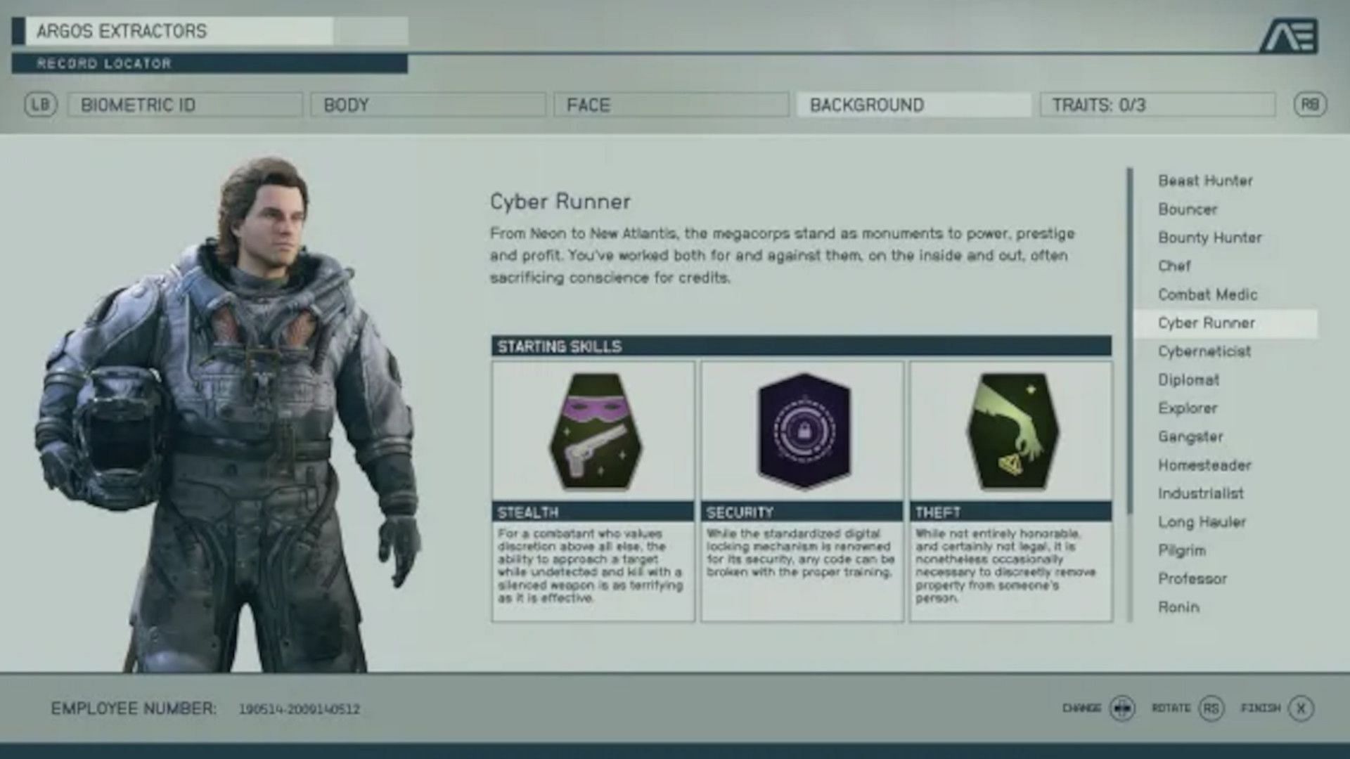 The Cyber Runner is one of the Starfield backgrounds focused on looting (Image via Bethesda)