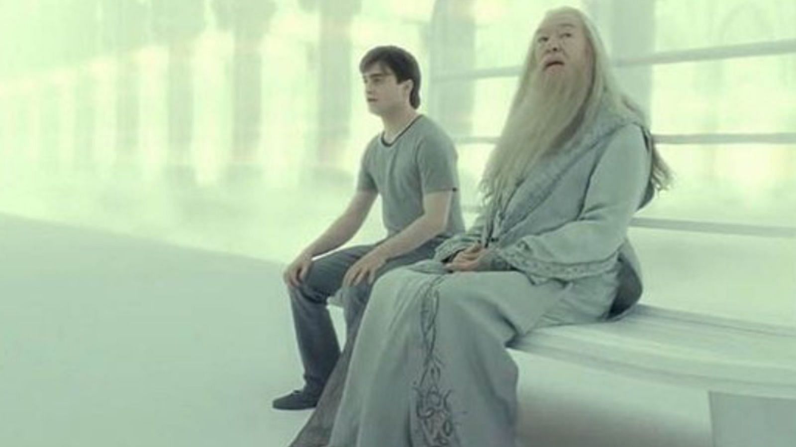 Harry and Dumbledore meet at Kings Cross Station (Image via Wizarding World)