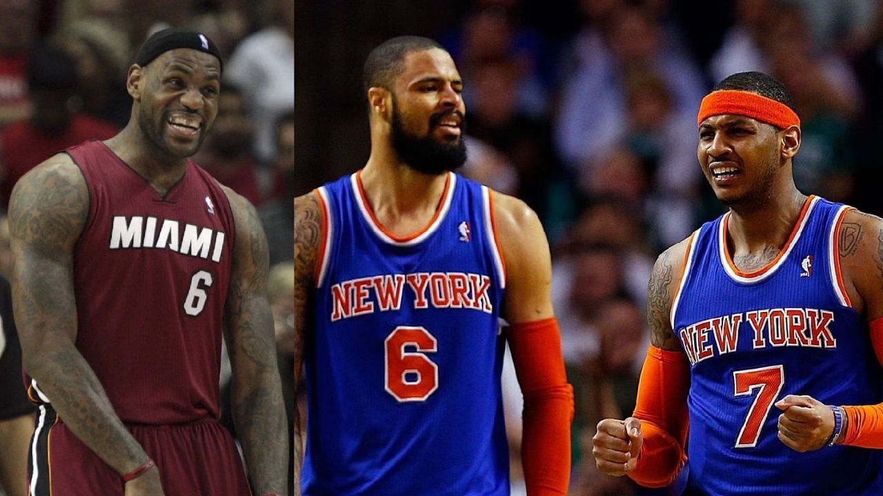 LeBron James, Tyson Chandler and Carmelo Anthony