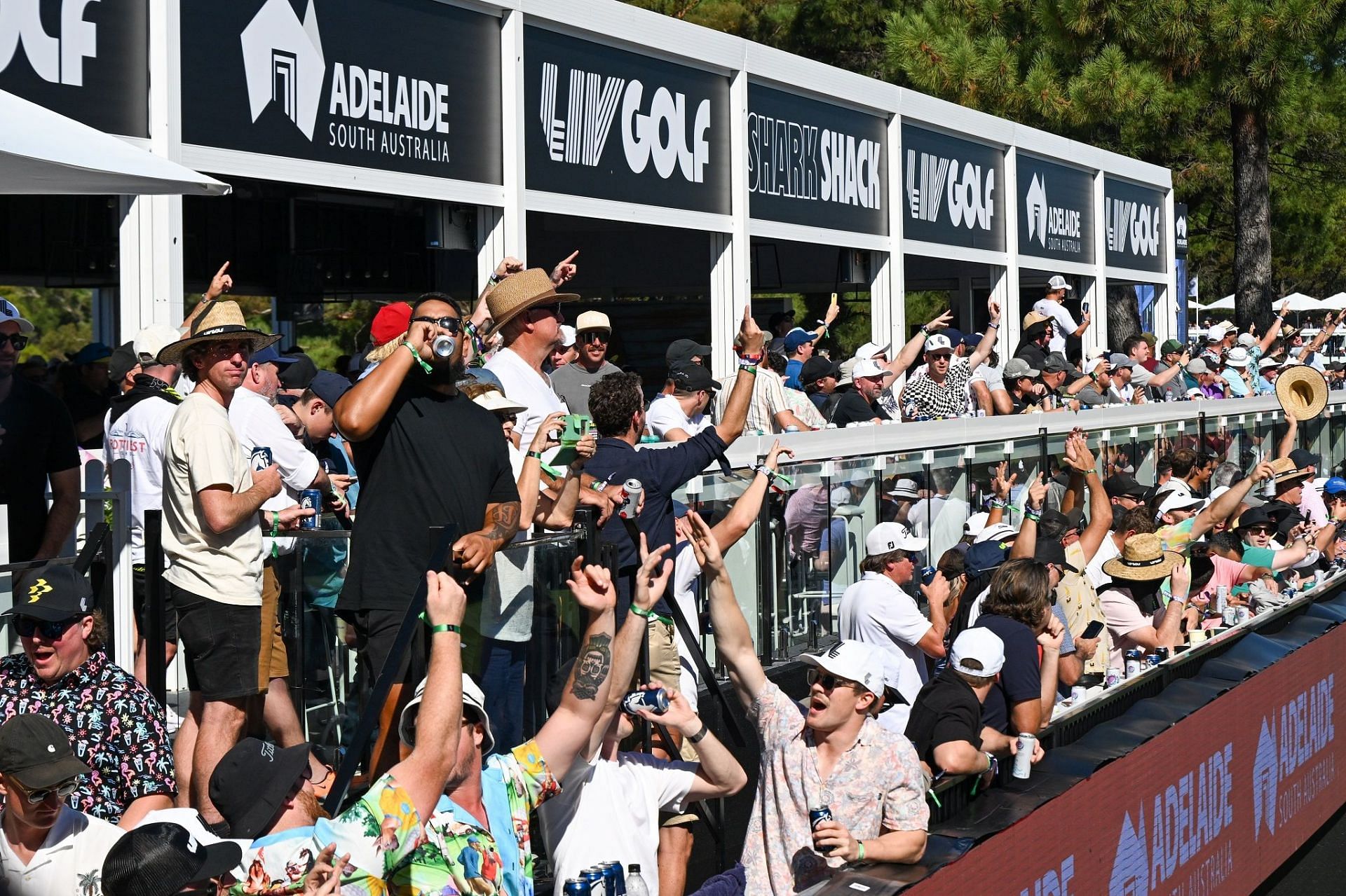 Spectators cheer on the party hole during day two of Liv Golf Adelaide