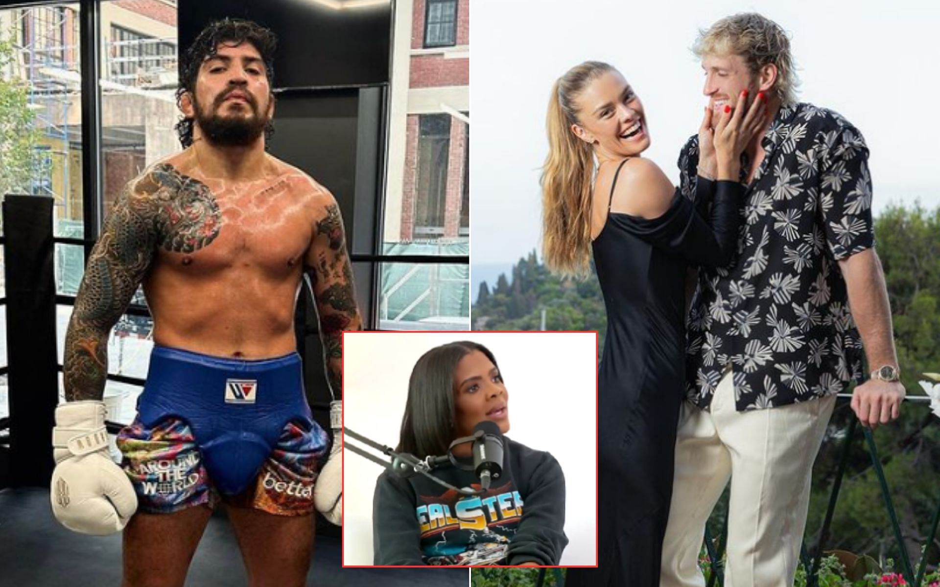 Dillon Danis (Left); Candace Owens (Middle); Logan Paul (Right) [*Image courtesy: @dillondanis Instagram; Full Send Podcast YouTube; @loganpaul Instagram]