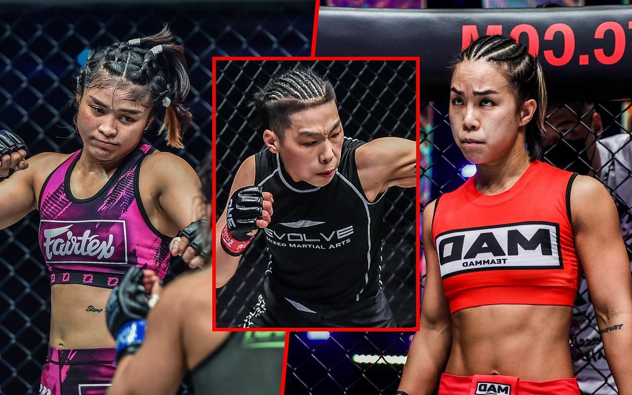 (left) Stamp Fairtex, (middle) Xiong Jing Nan, and (right) Ham Seo Hee [Credit: ONE Championship]