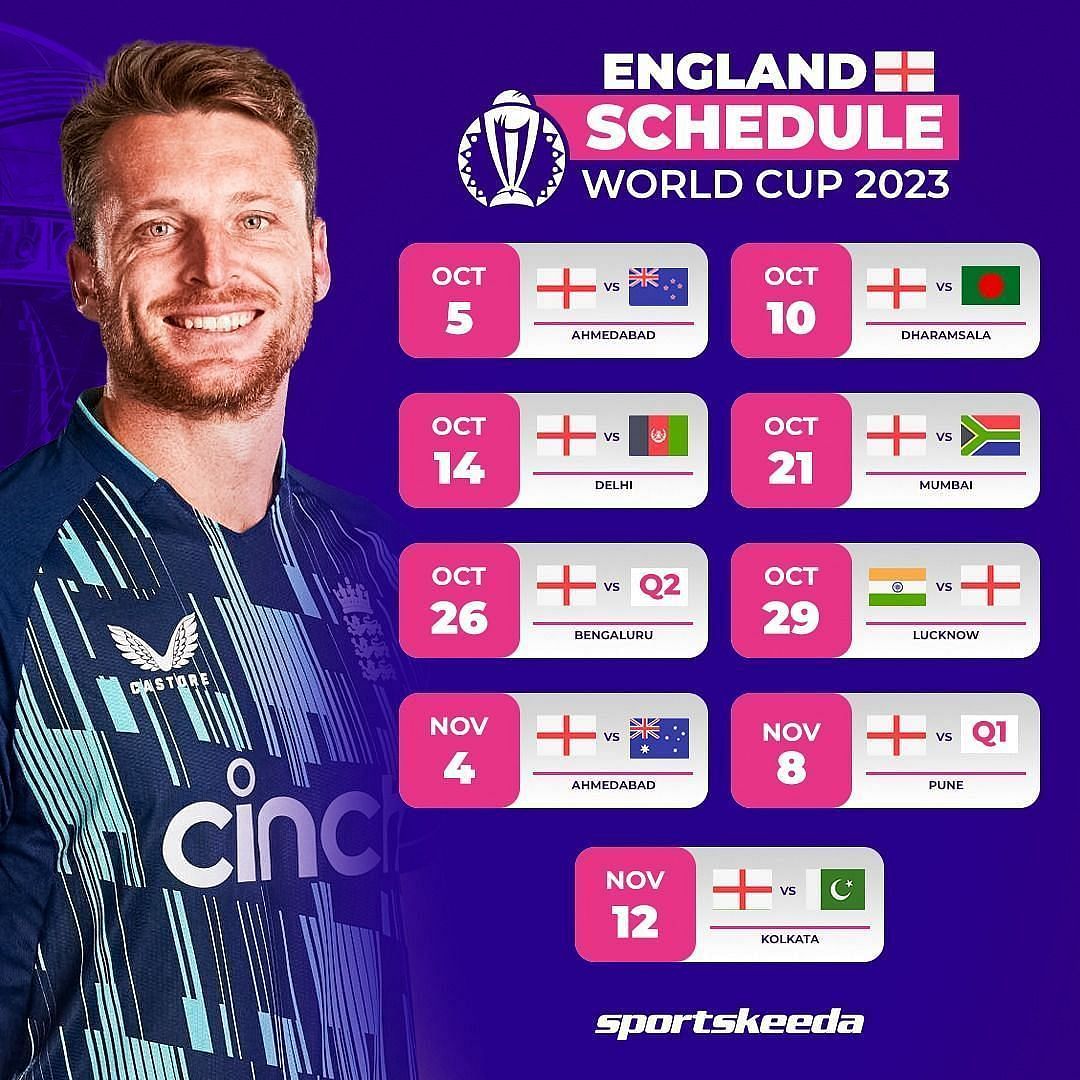 England Cricket World Cup 2023 Schedule