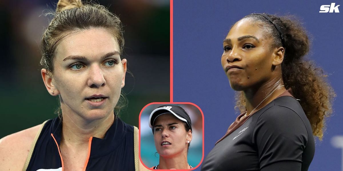 Simona Halep (L) and Serena Williams (R)