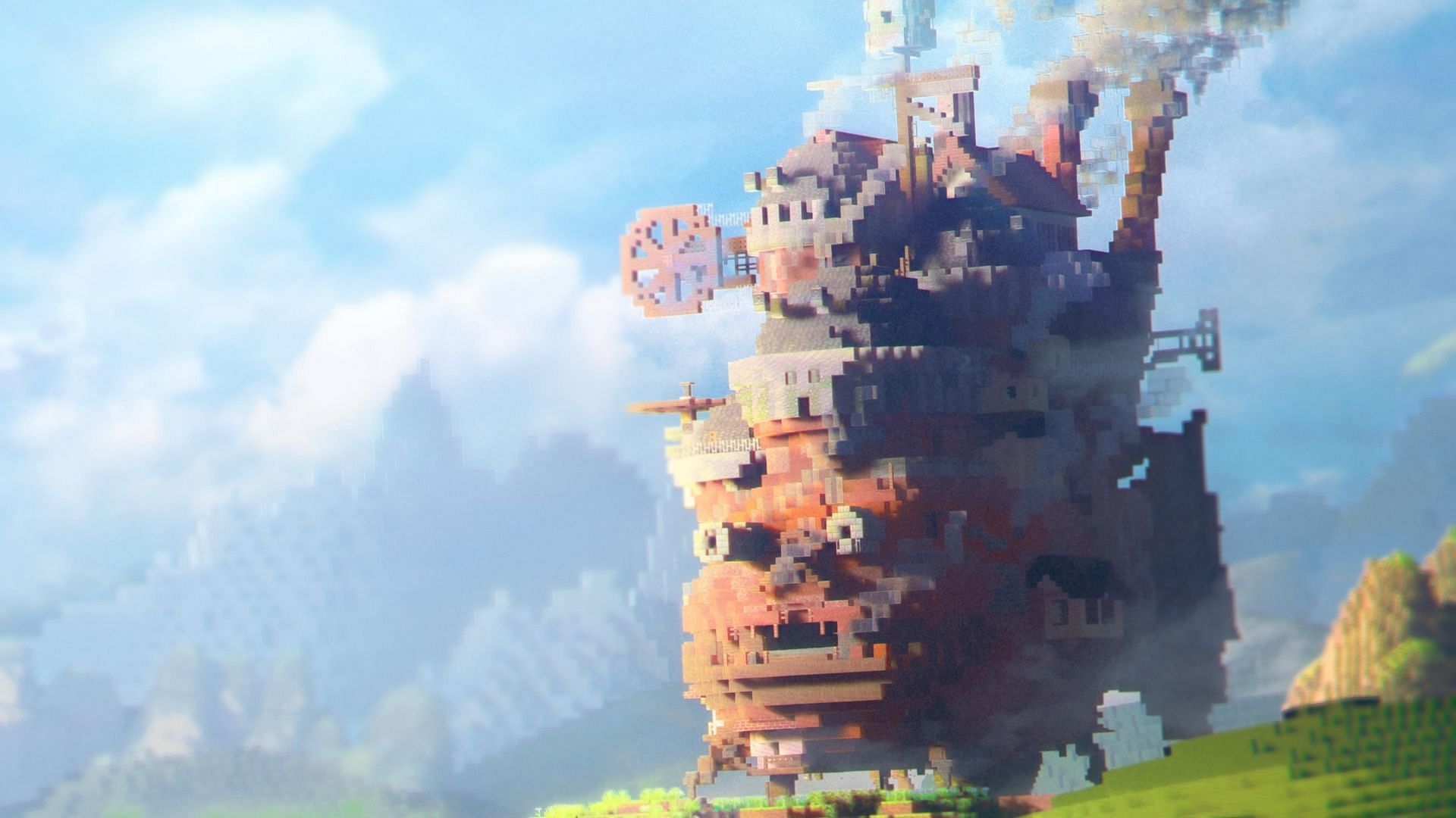 Howl&#039;s Moving Castle in Minecraft (Image via Reddit/u/Qu1ntenR)