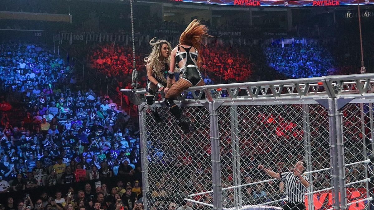 Incredible finish to steel cage match as Becky Lynch vs Trish Stratus feud  finally ends at Payback 2023