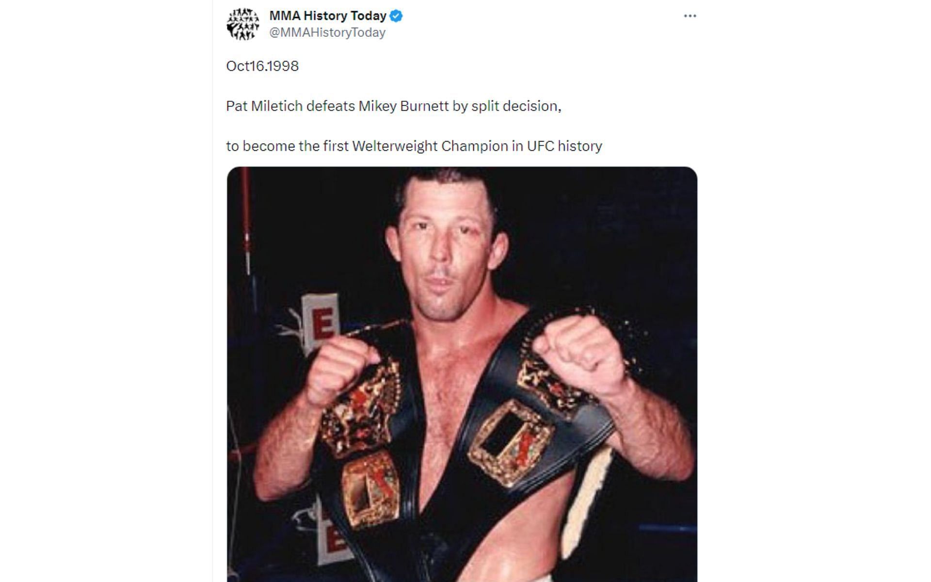 MMA History Today tweet about UFC Brazil 1998