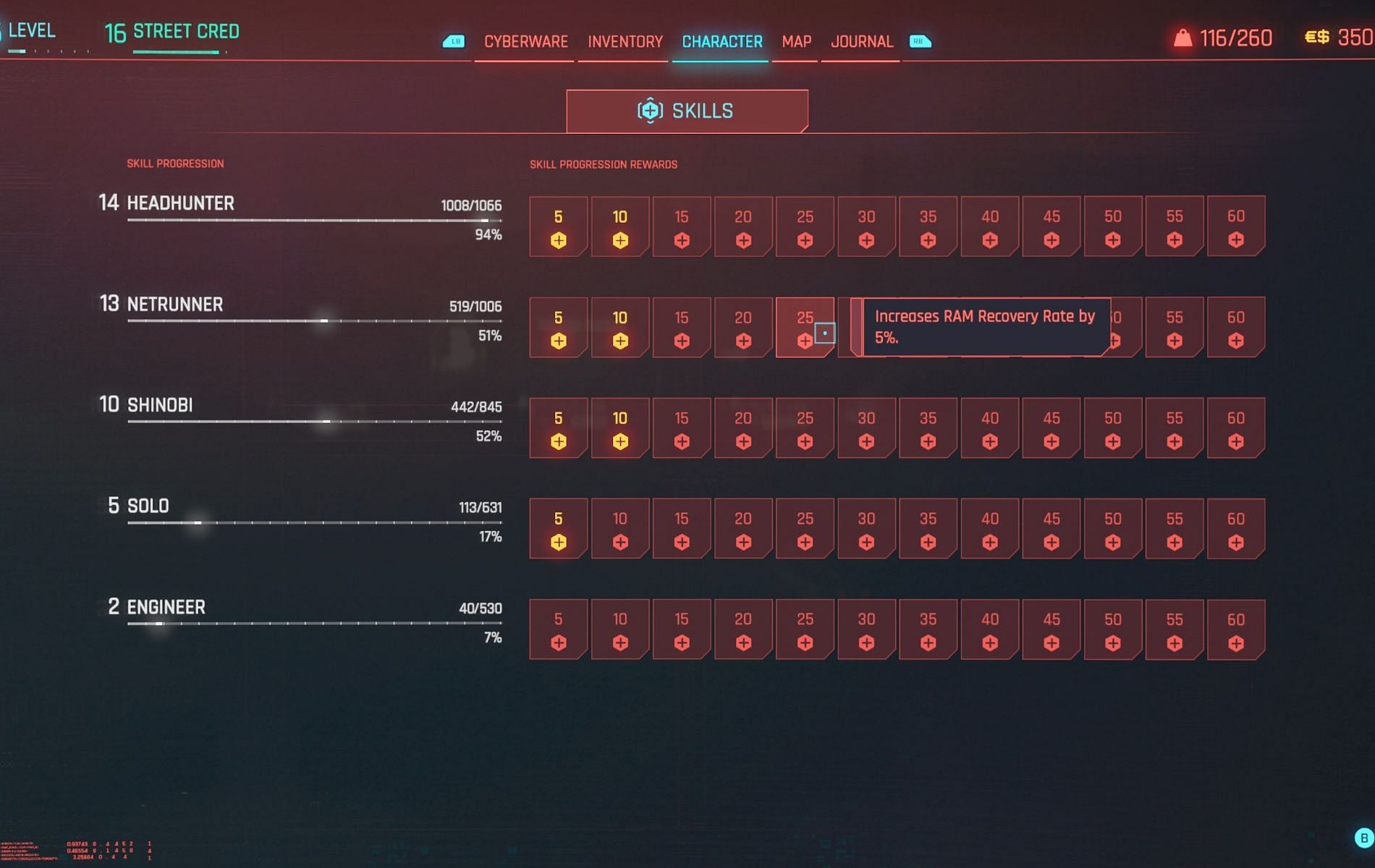 Netrunner skills (Image via Cyberpunk 2077)