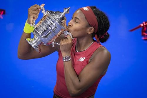 Coco Gauff with the US Open trophy