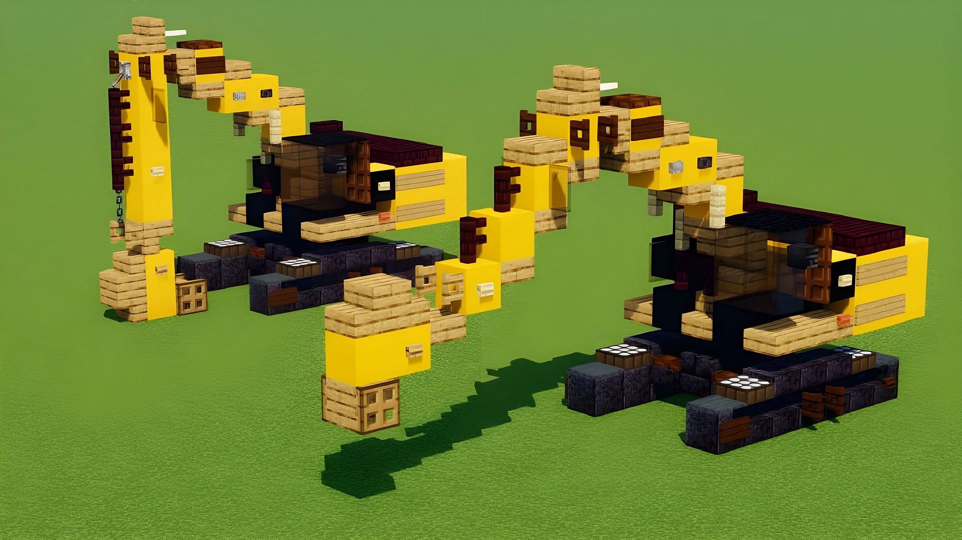 Construction vehicles make for incredible Minecraft builds (Image via Youtube/CraftyFoxeMC)