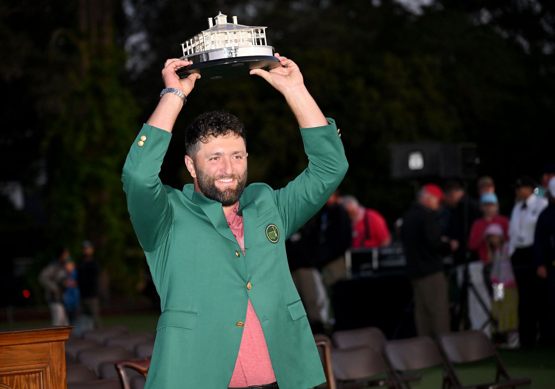 Jon Rahm of Spain poses with the Masters trophy during the Green Jacket Ceremony after winning the 2023 Masters Tournament (Image via Getty)