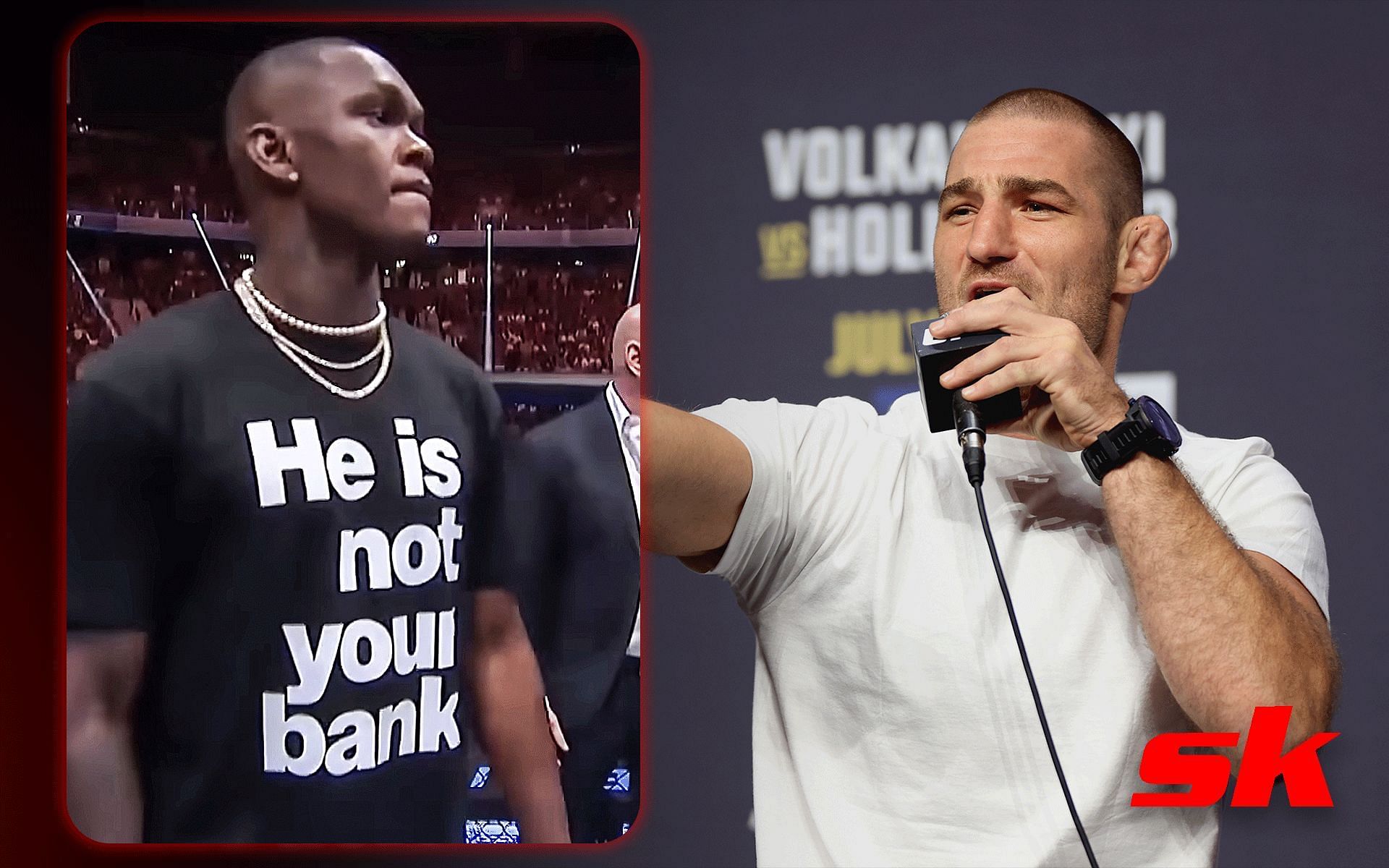 Israel Adesanya and Sean Strickland [Image credits: Getty Images and @ufc on YouTube]