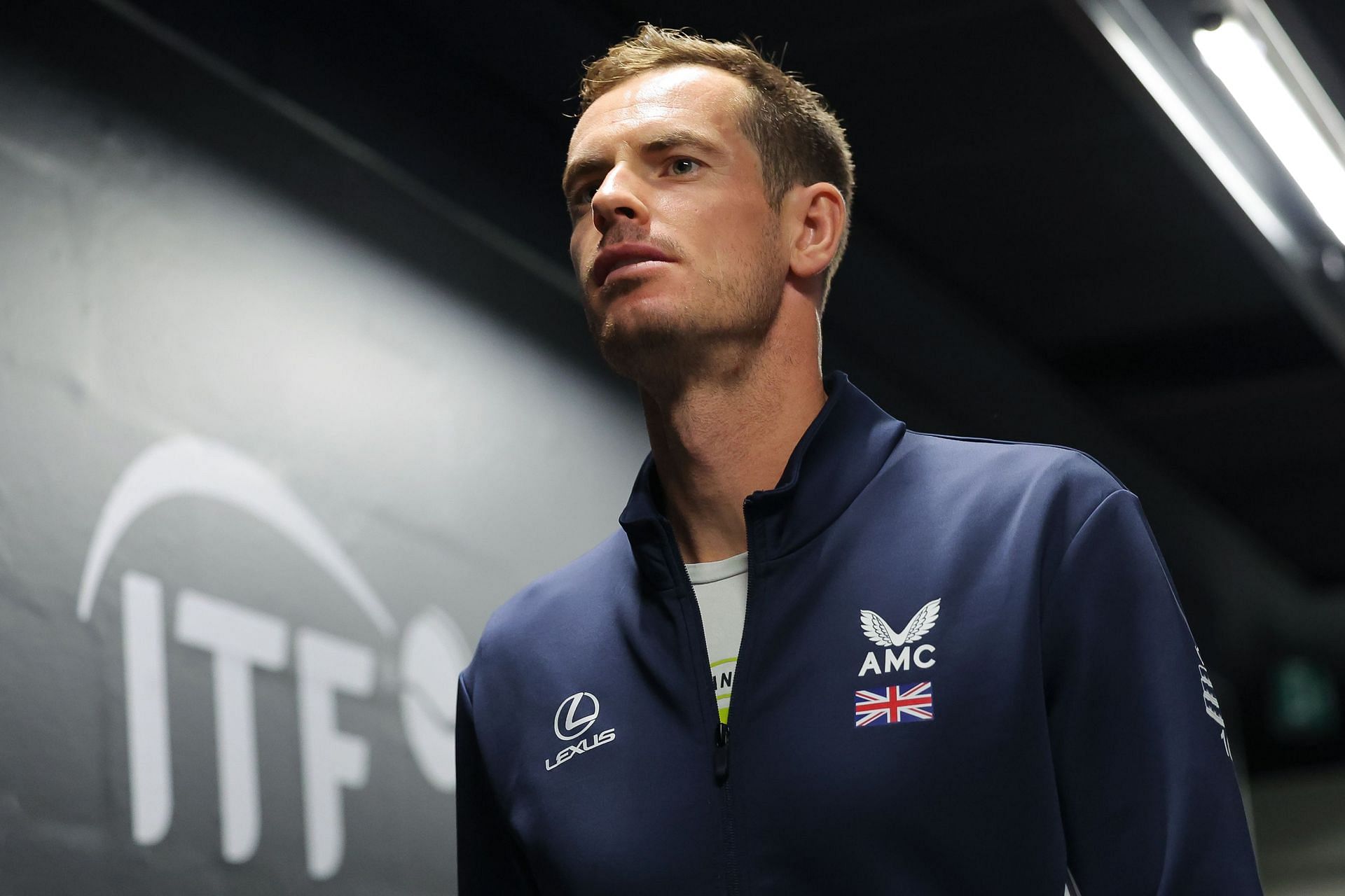 Andy Murray walks out to the court: 2023 Davis Cup Finals Group Stage Manchester