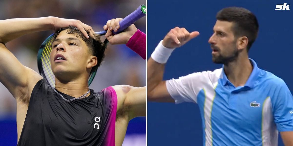 Ben Shelton (L) and Novak Djokovic (R)