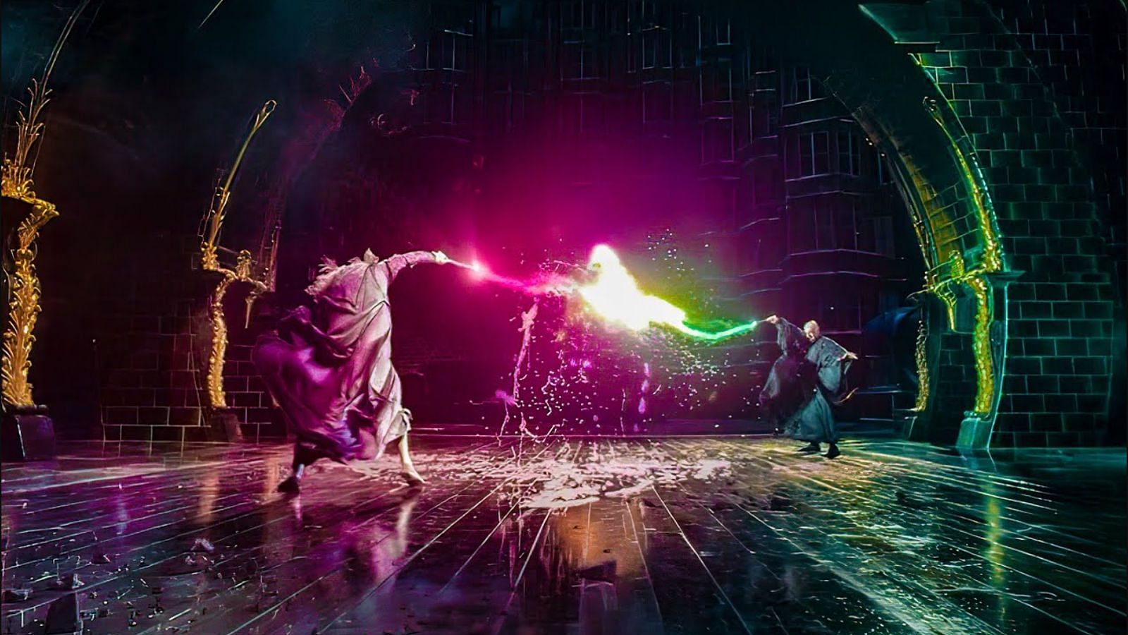 Dumbledore and Voldemort face off (Image via Wizarding World)