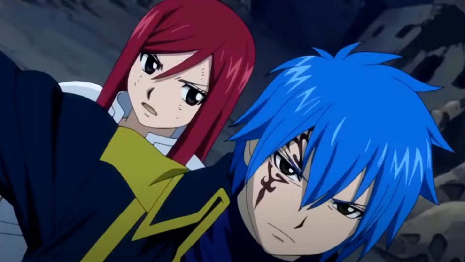 Jellal protecting Erza (Image by studio A-1 Pictures)