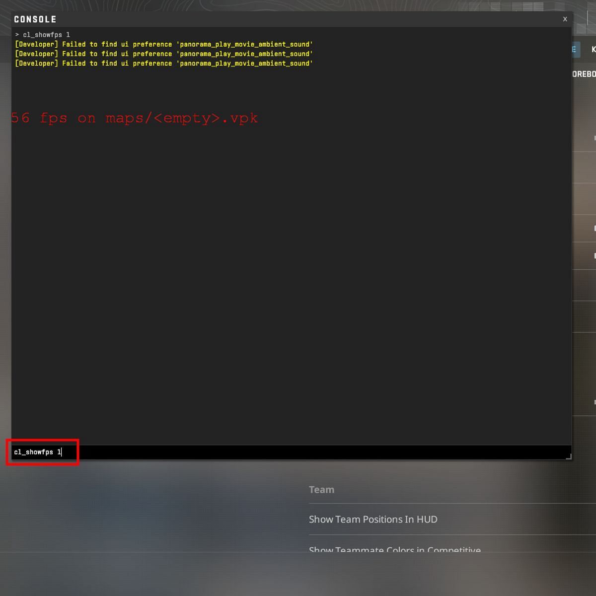 Show FPS in CS2 command (Image via Valve)
