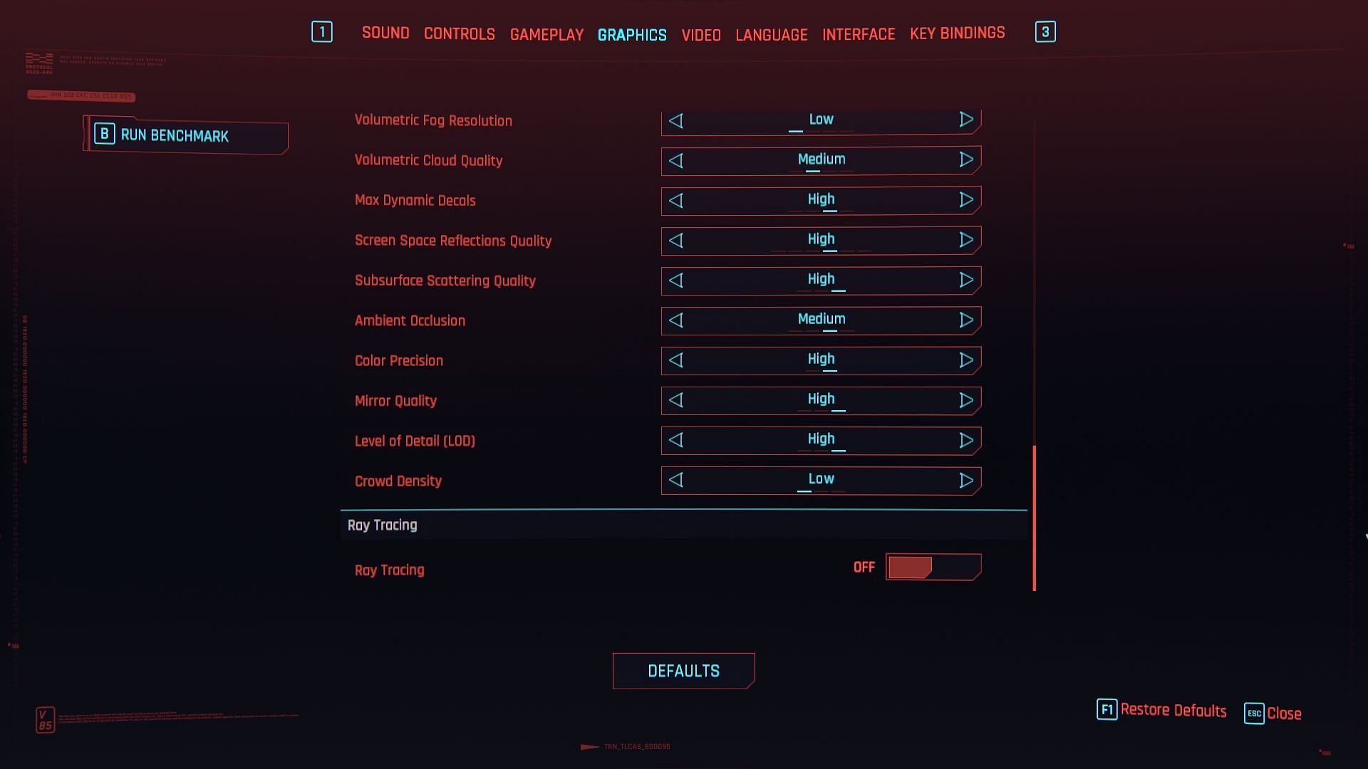Advanced settings in Cyberpunk 2077 (Image via CD Projekt Red)