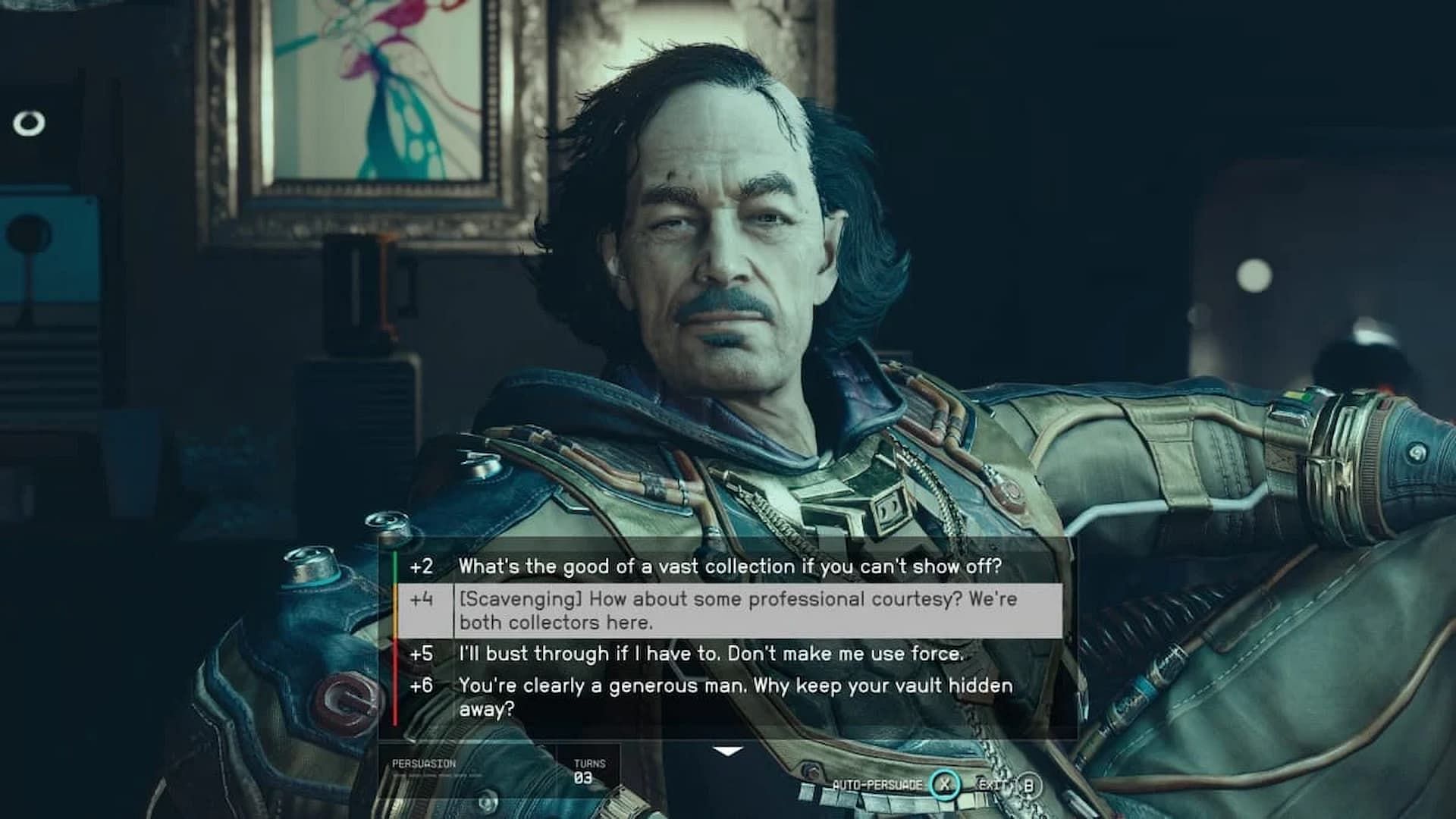 There are several dialogue options for persuading in Starfield (Image via Bethesda)