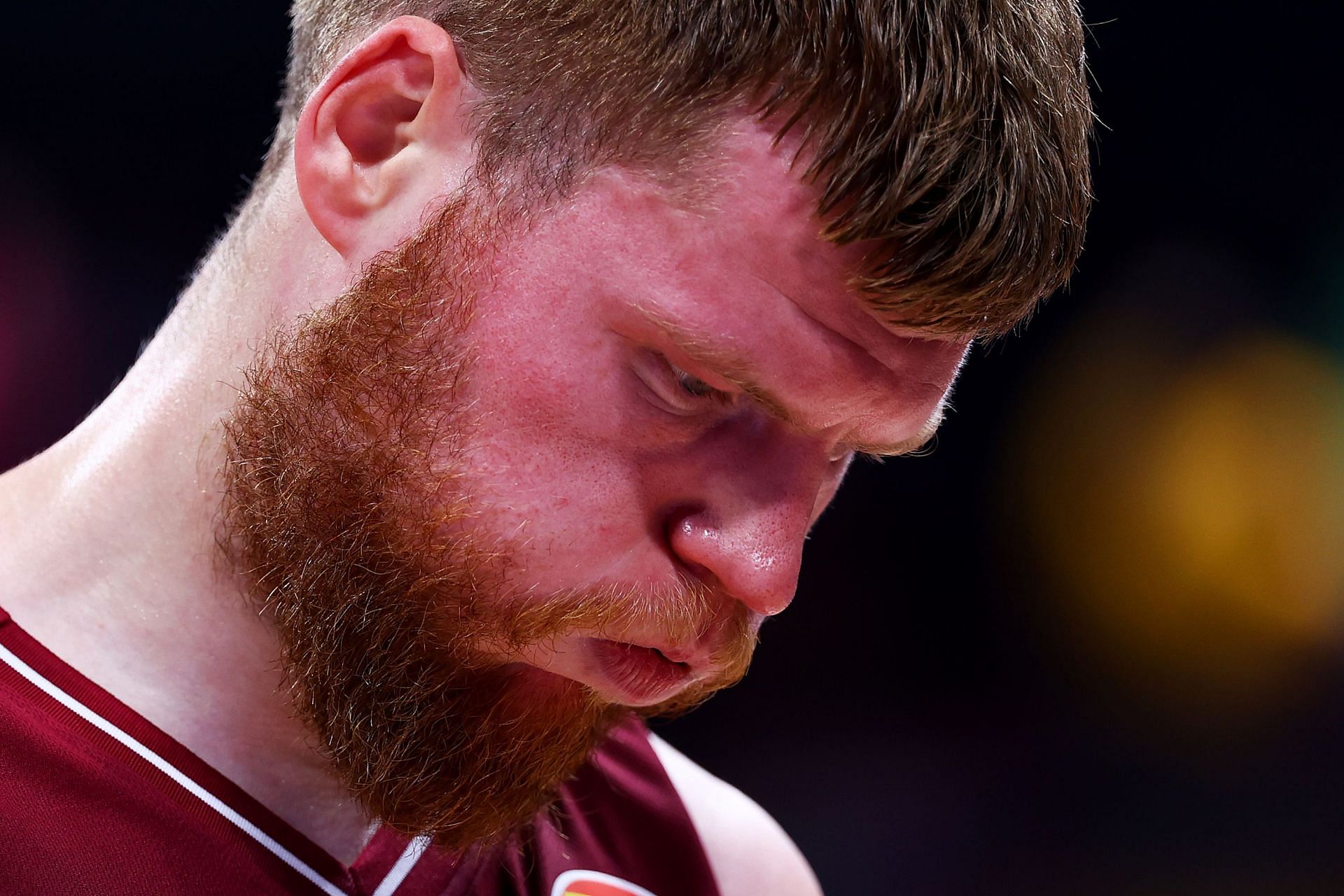 Latvian forward Davis Bertans against Germany at the FIBA World Cup 2023 quarterfinals