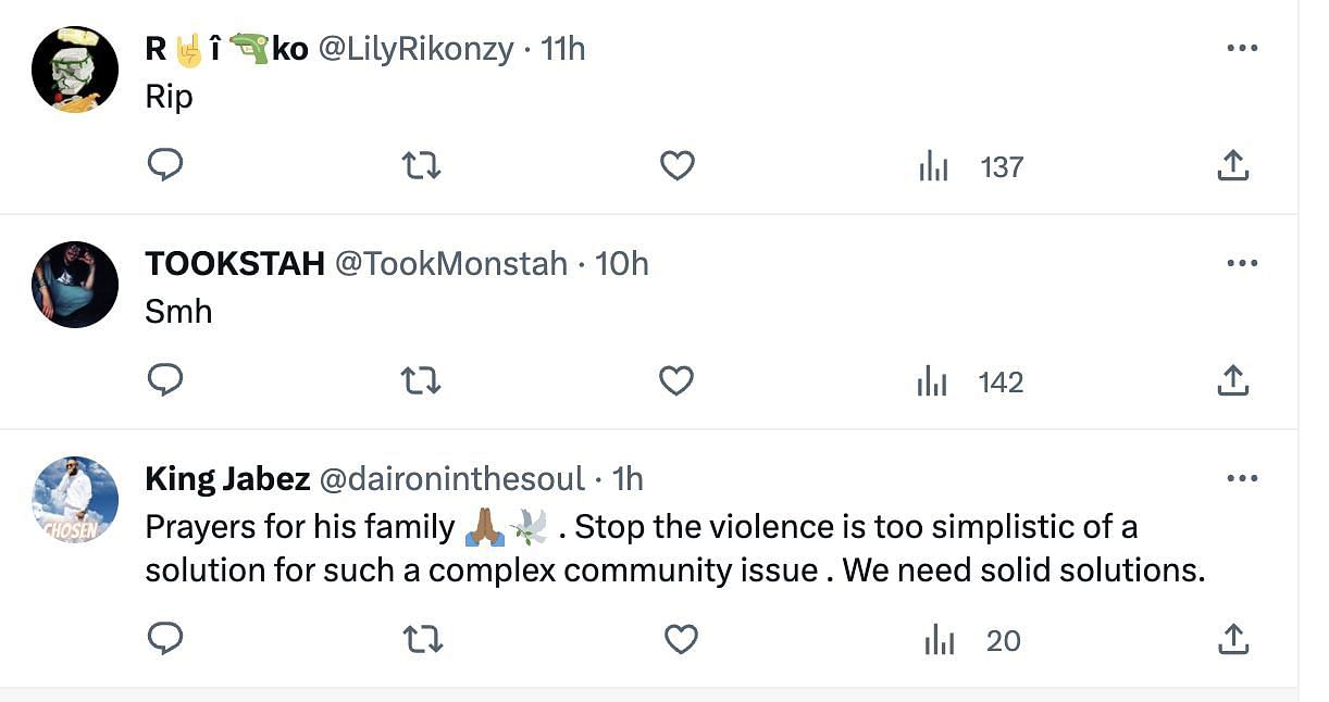 Social media users devastated as the singer reportedly passes away after being a victim of gang violence in Chicago. (Image via Twitter)