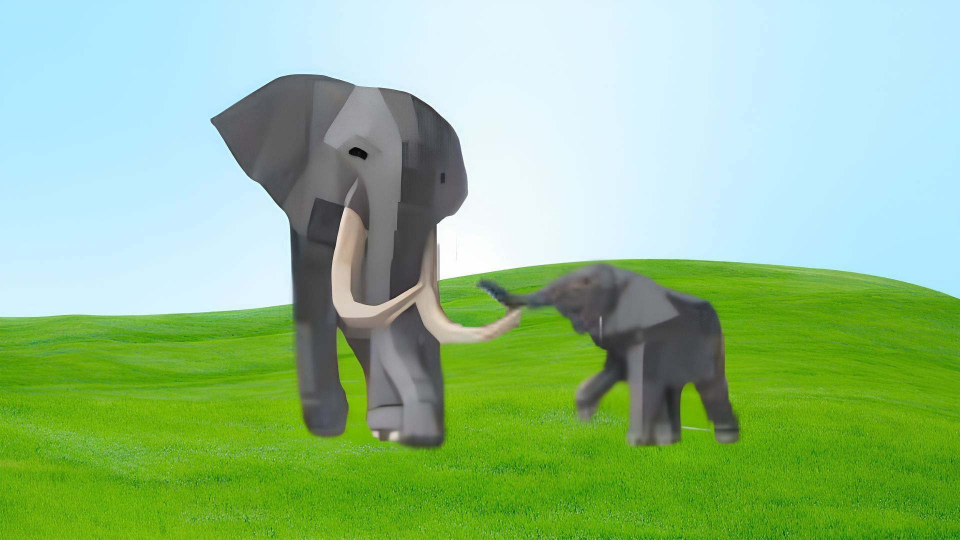 Elephants on a field in Animal Simulator (Image via Roblox)