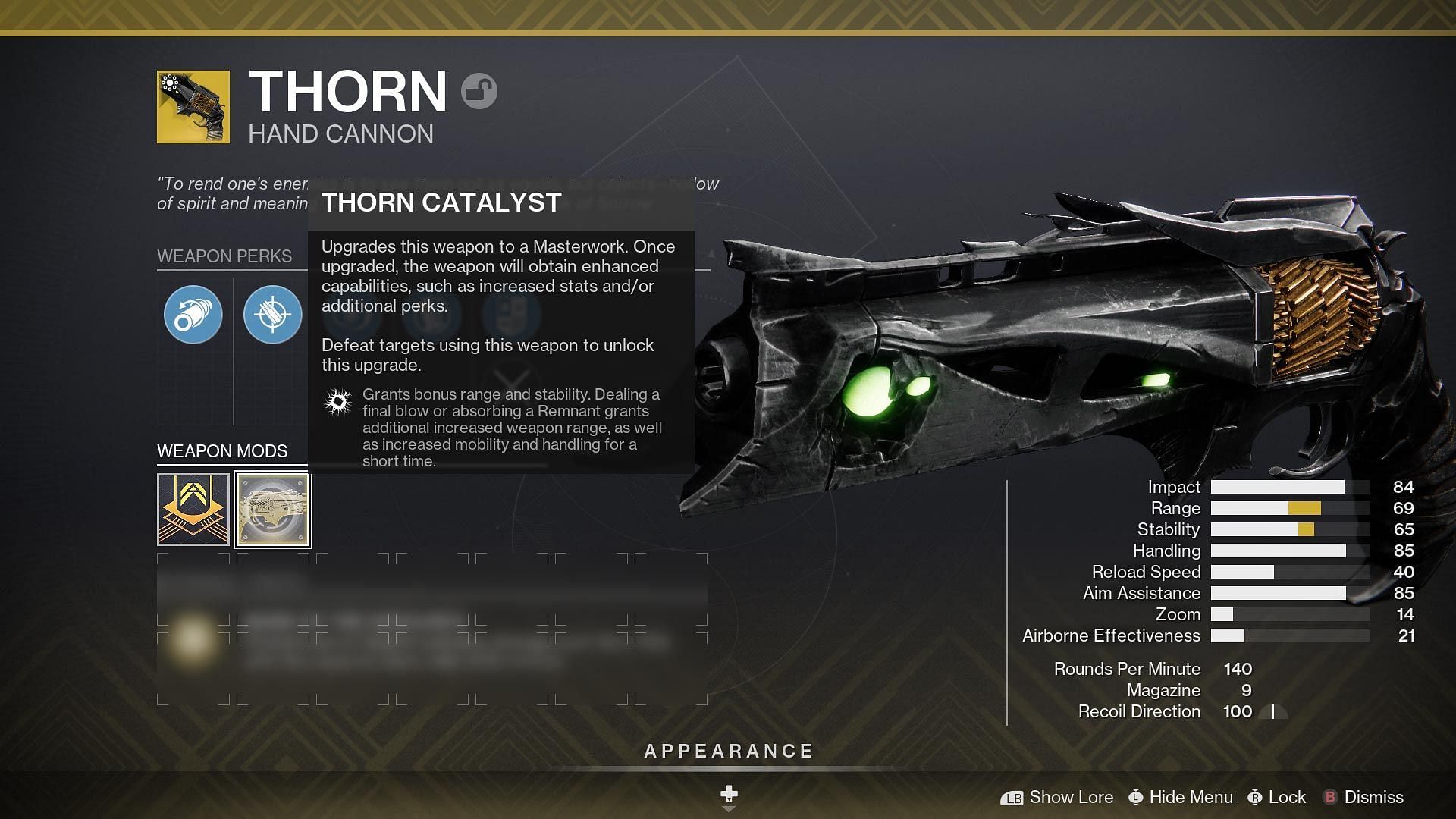 Thorn catalyst perk (Image via Destiny 2)